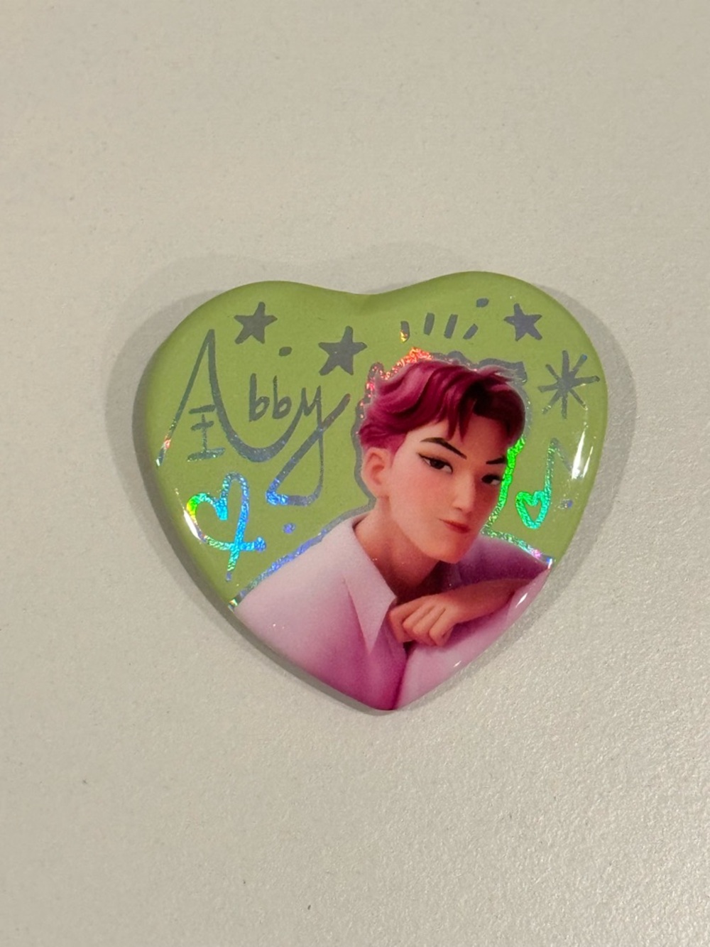 Holographic K-Pop Demon Hunters  Saja Boys “Abby” Heart Pin